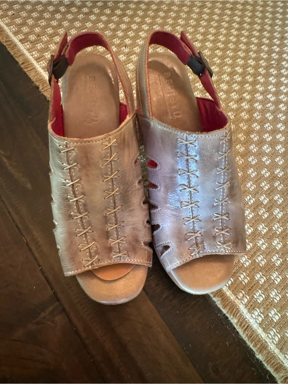 Bedstu Womens Fontella Wood Platform Slingback Sandal Sz 8.5 Boho Country Chic